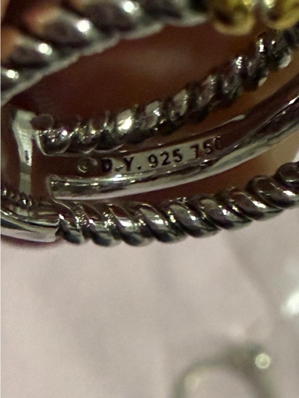 David Yurman Two-Tone Pavé Cable Stackable Ring - Picture 2 of 2